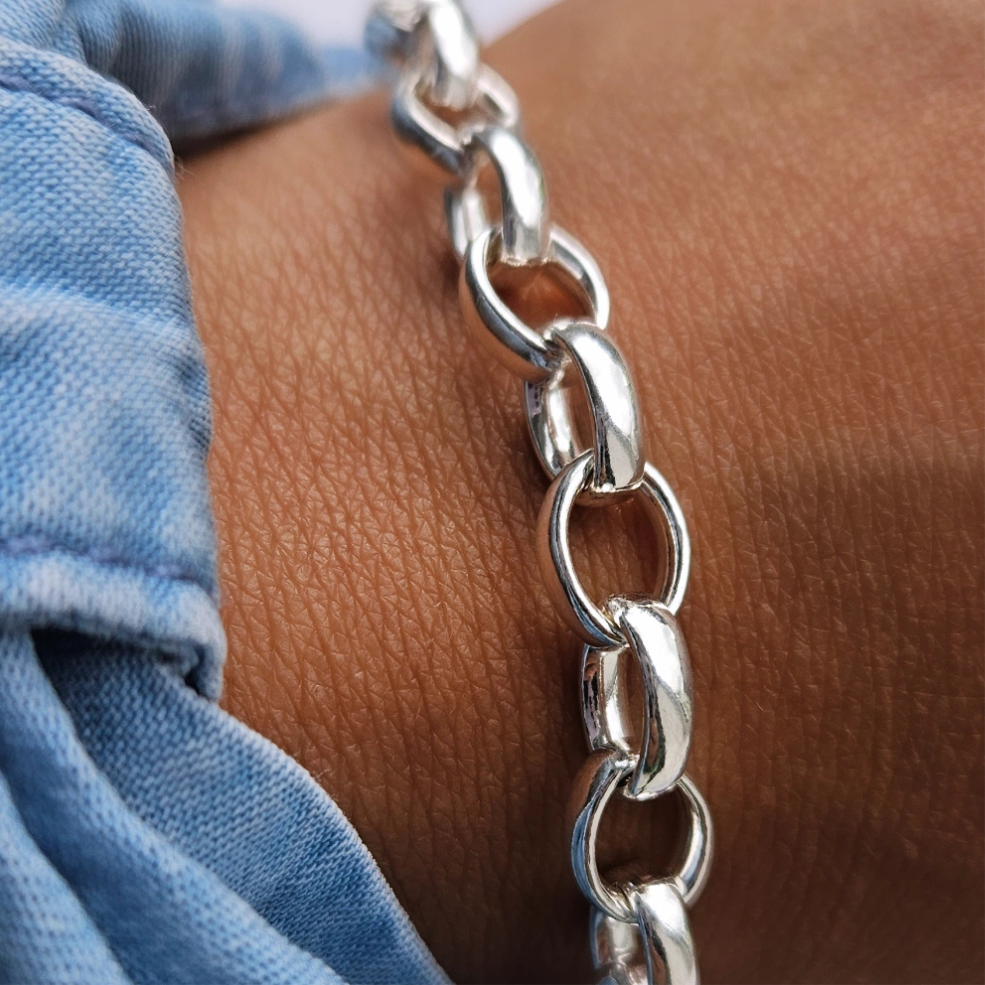 Heavy Sterling Silver Charm Bracelet