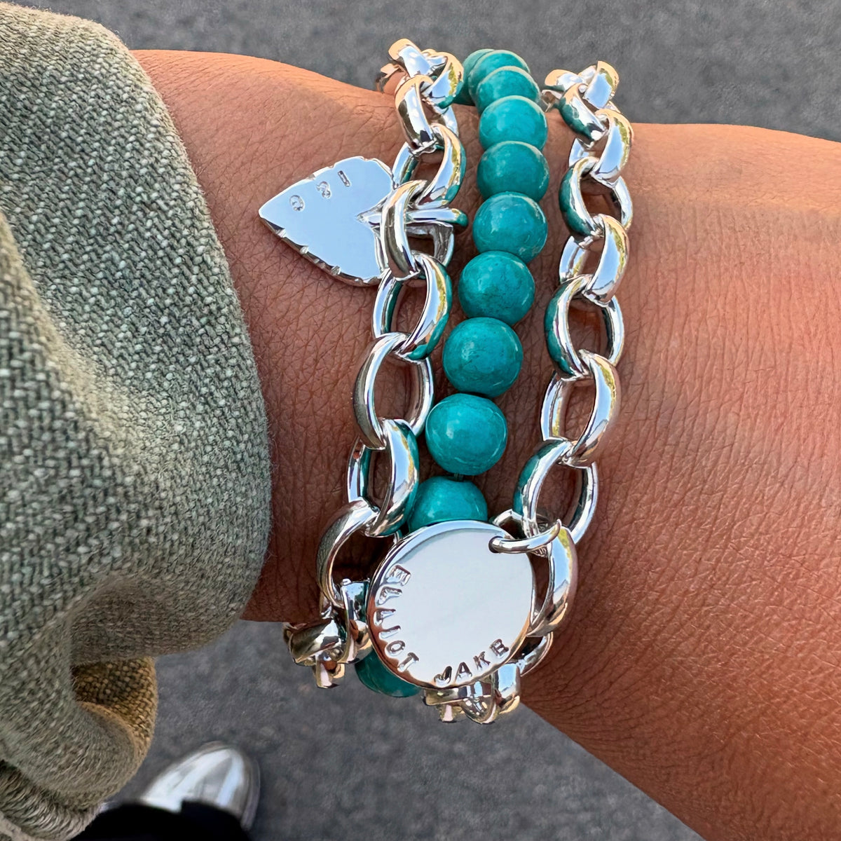 Heavy Sterling Silver Charm Bracelet