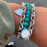 Heavy Sterling Silver Charm Bracelet