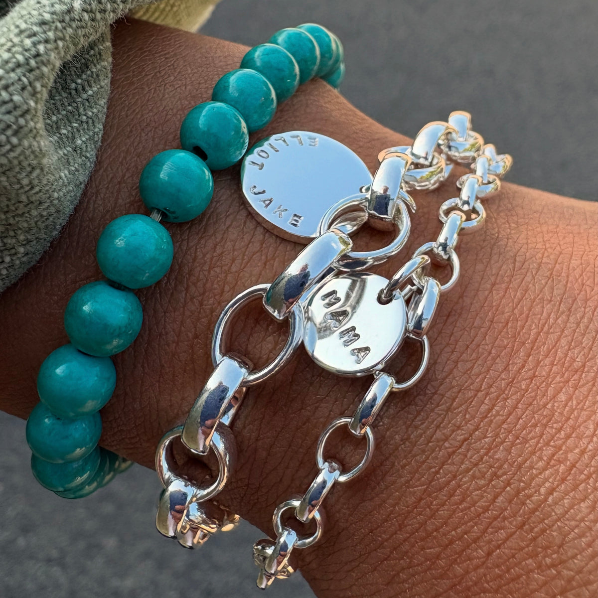 Heavy Sterling Silver Charm Bracelet