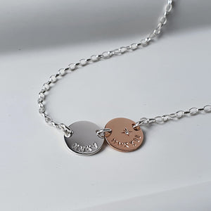 Mixed Metal Sirius Necklace - (Small) Two Discs