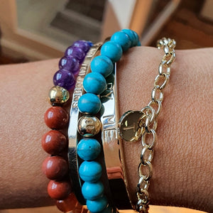 Solid Gold & Semi- Precious Gemstone Wellness Bracelet