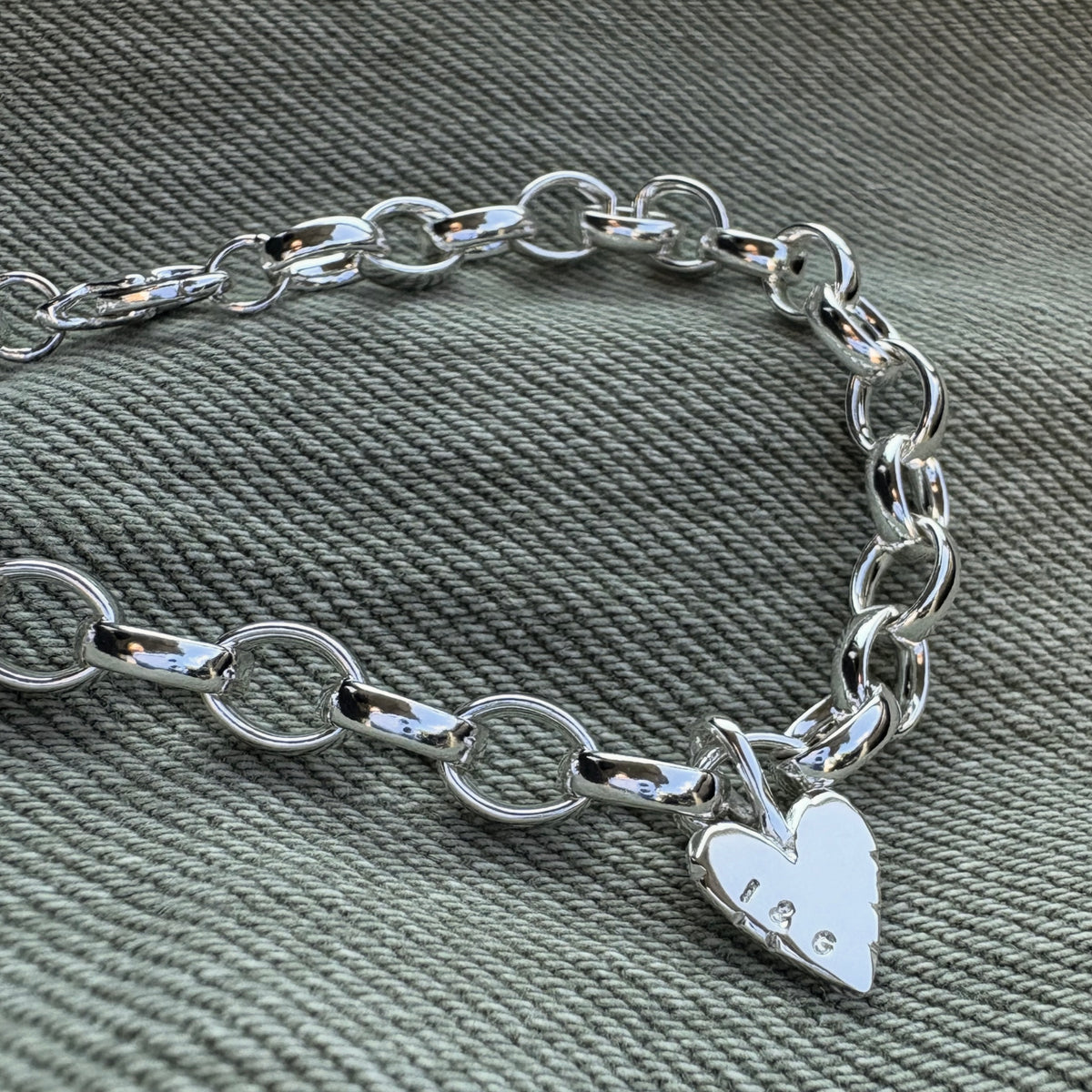 Heavy Sterling Silver Charm Bracelet