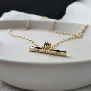 Gold Starlights T Bar Necklace