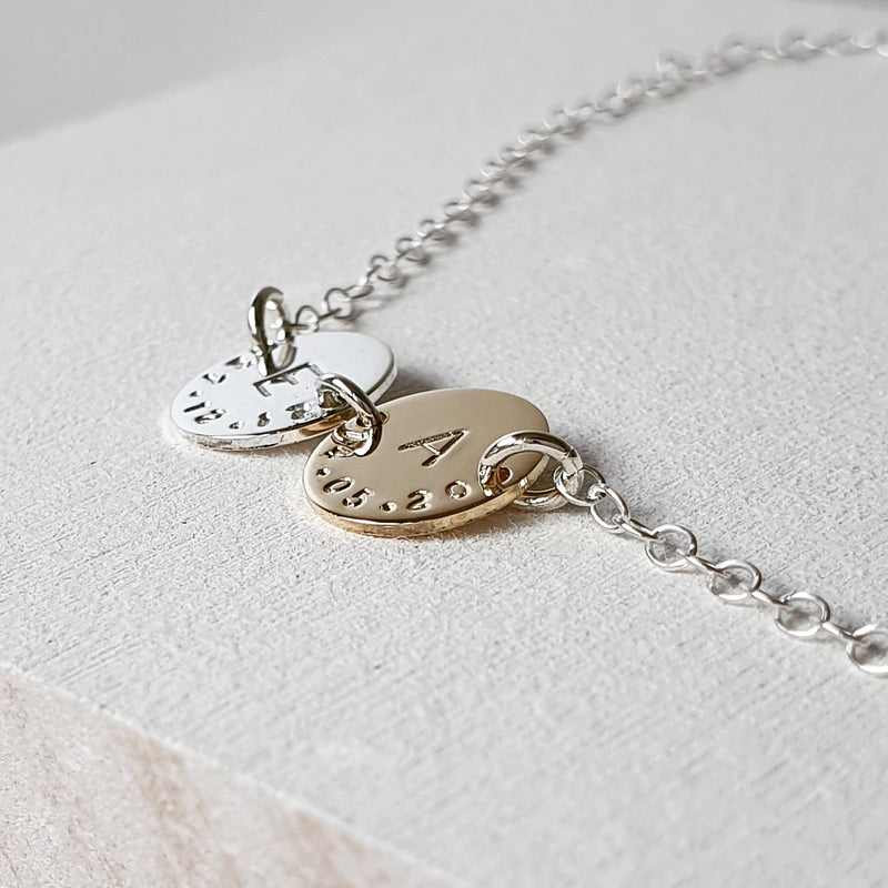 Mixed Metal Sirius Necklace - (Small) Two Discs