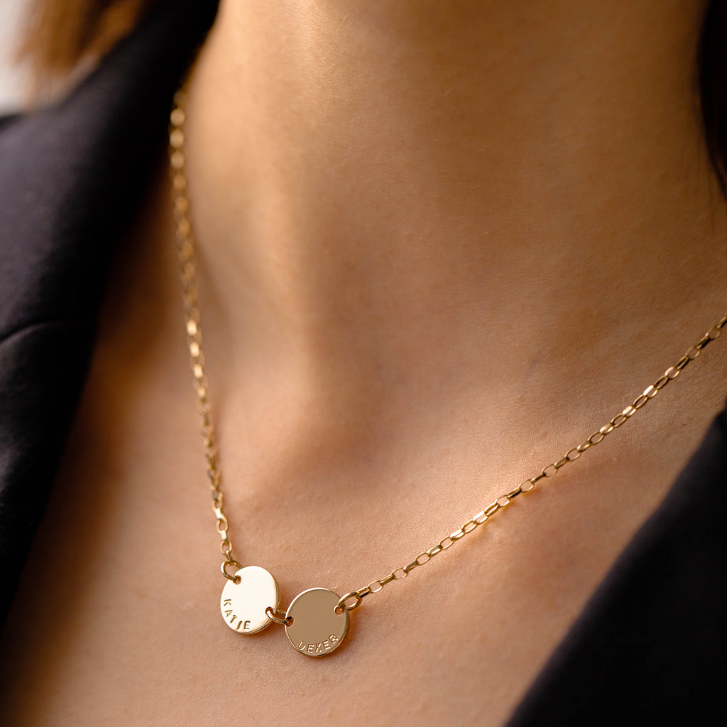 Sirius Necklace (Small)- Solid Gold 2 discs