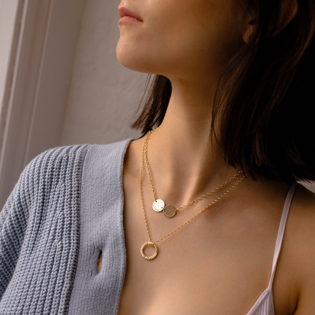 Gold Sarin Open Circle Necklace