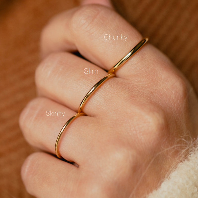 Rose Gold Slim Chara Stacking Rings