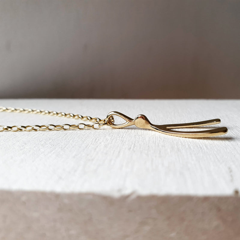 Gold Wishbone Necklace