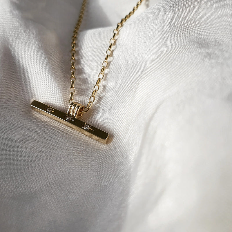 Gold Starlight T Bar Necklace